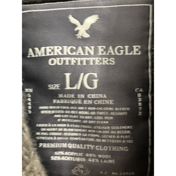 American Eagle Outfitters Sweater Mens Sz L Acrylic Wool Blend Chunky Knit Logo - Picture 3 of 6